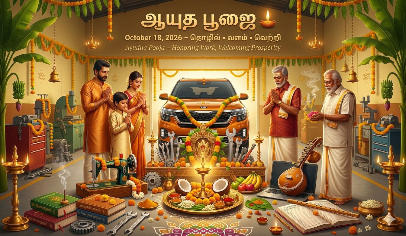Honoring Tools, Hard Work, and Prosperity | உழைப்பின் கருவிகளையும் வெற்றியின் வழிகளையும் போற்றும் ஆயுத பூஜை tnposterdownload