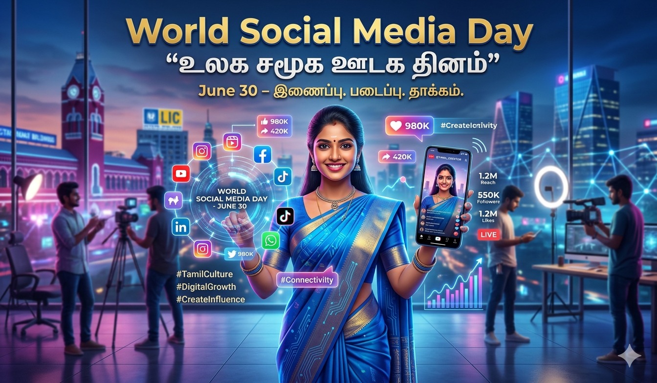 Quality poster for  World Social Media Day | உலக சமூக ஊடக தினம் tnposterdownload