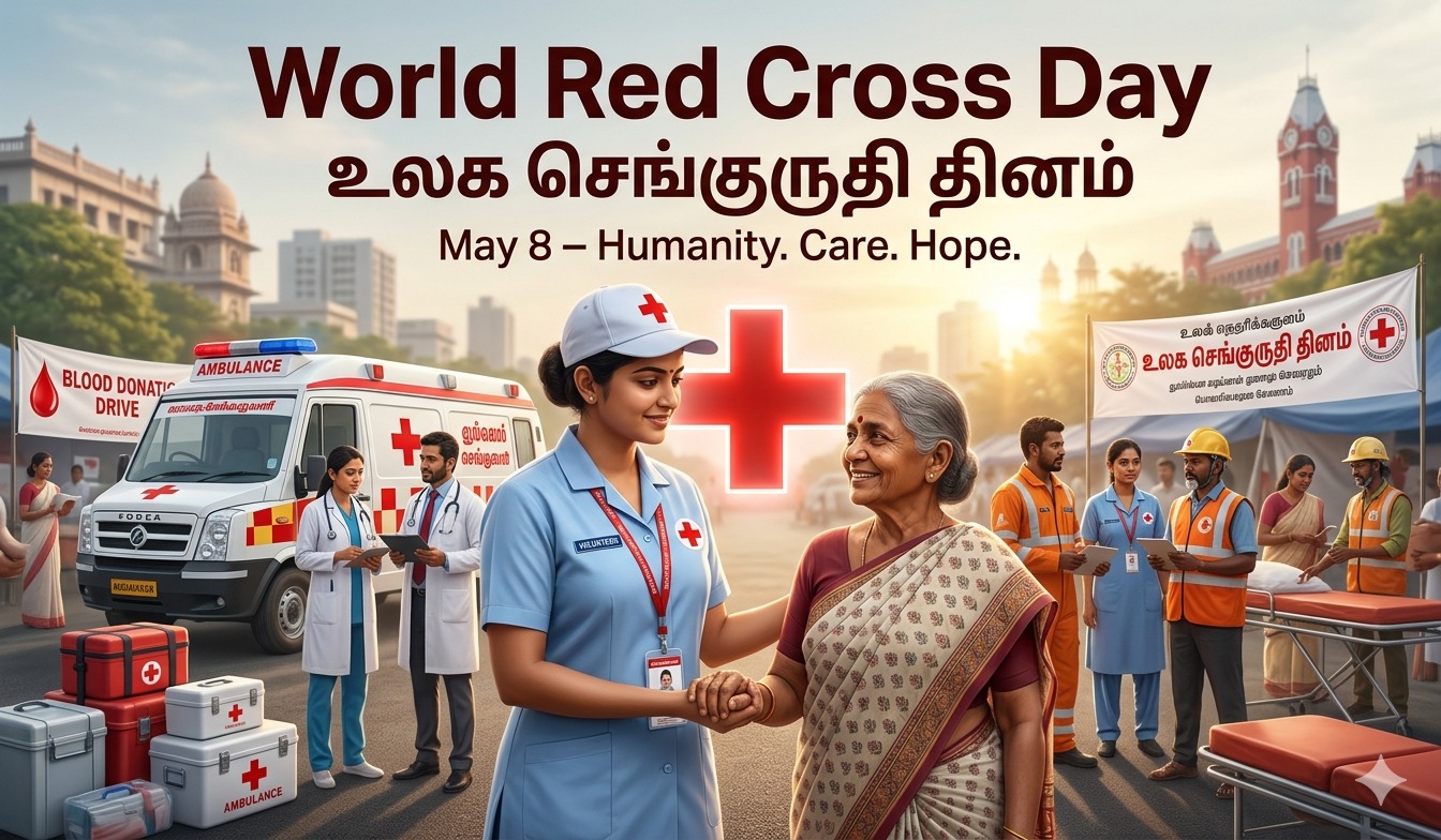 Premium Poster avaliable for World Red Cross Day மனிதநேயம், உதவி மற்றும் அன்பை கொண்டாடும் நாள்   tnposterdownload