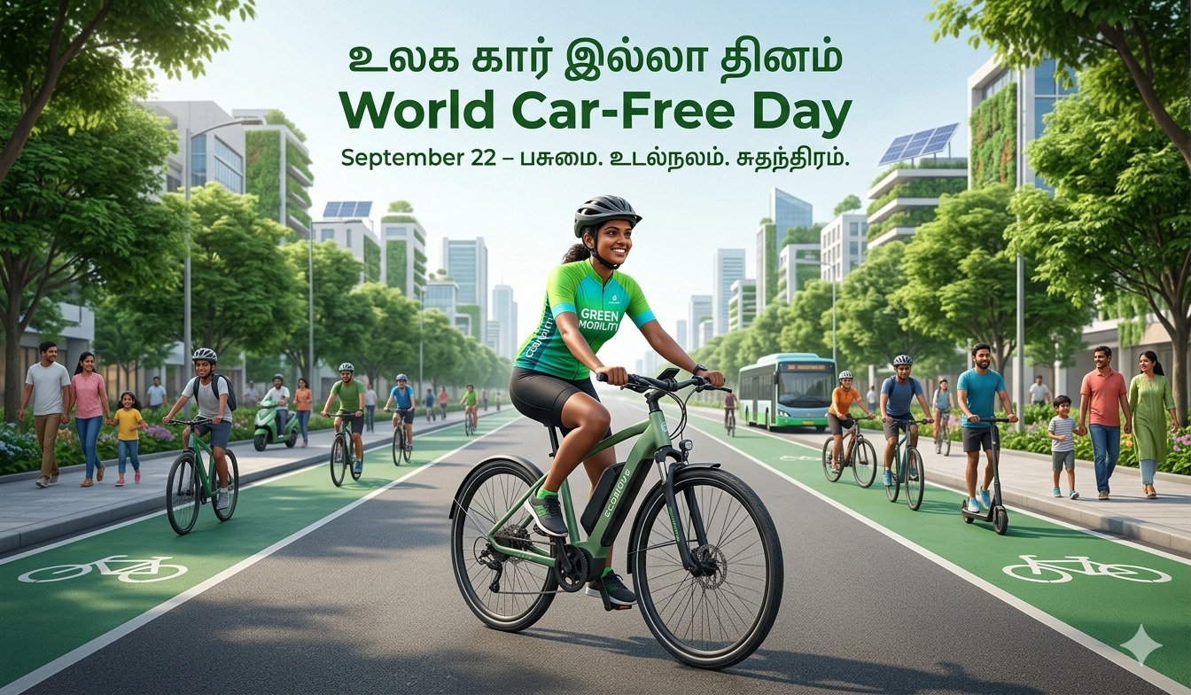 Good poster in tnposter World Car-Free Day உலக கார் இல்லா தின சிறப்பு  Drive Less, Live More tnposterdownload