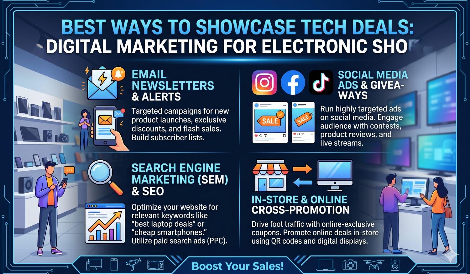 Electronic Shop,Best Ways to Showcase Tech Deals: Digital Marketing for Electronic Shops