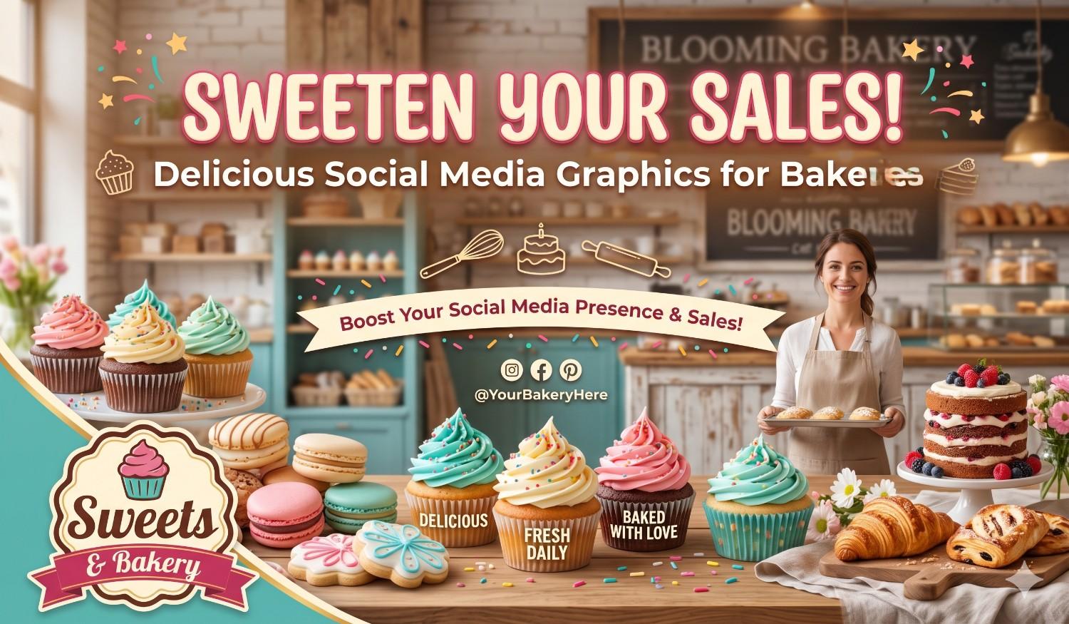 Sweets & Bakery,Sweeten Your Sales: Delicious Social Media Graphics for Bakeries